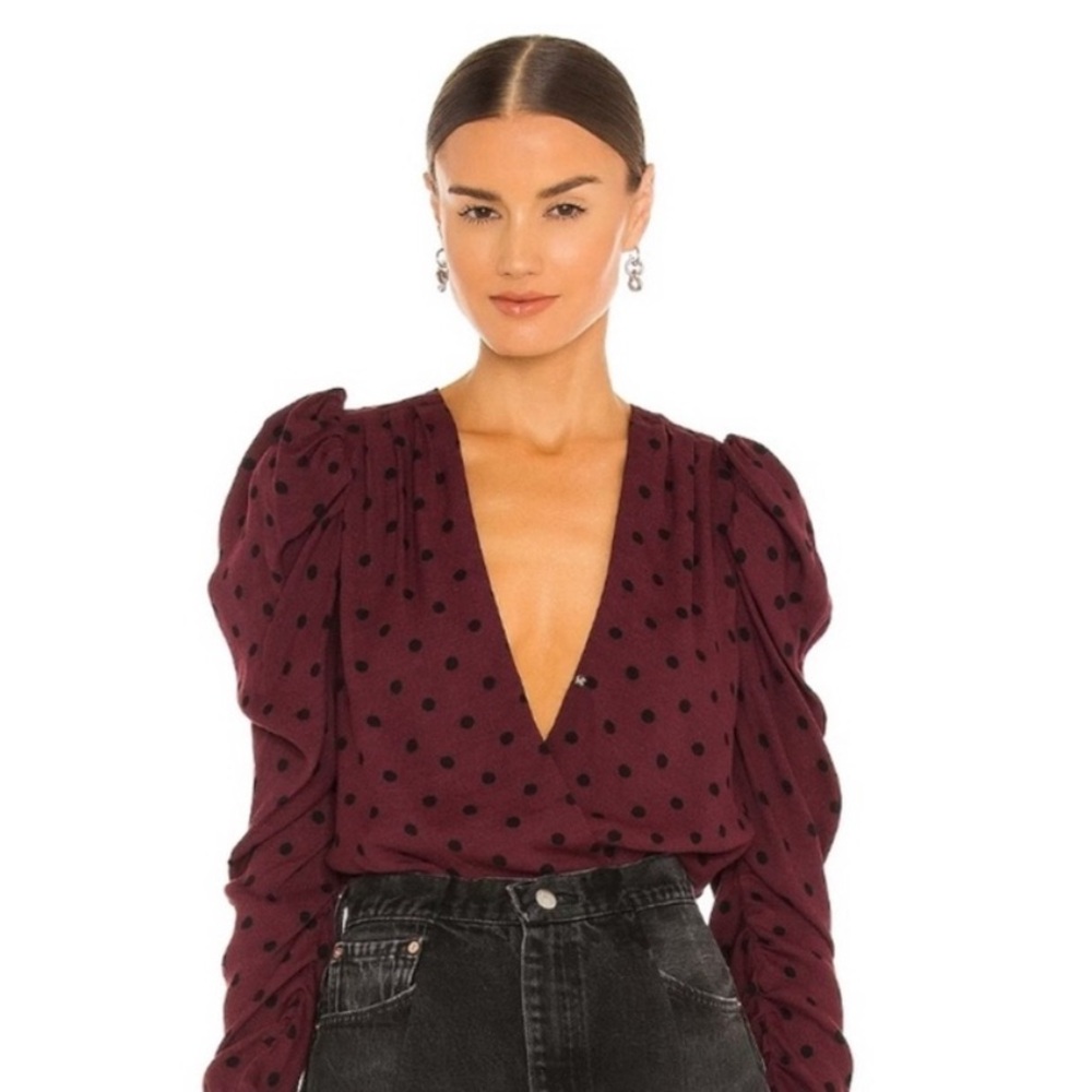 AFRM Burgundy Polka Dot Body Suit